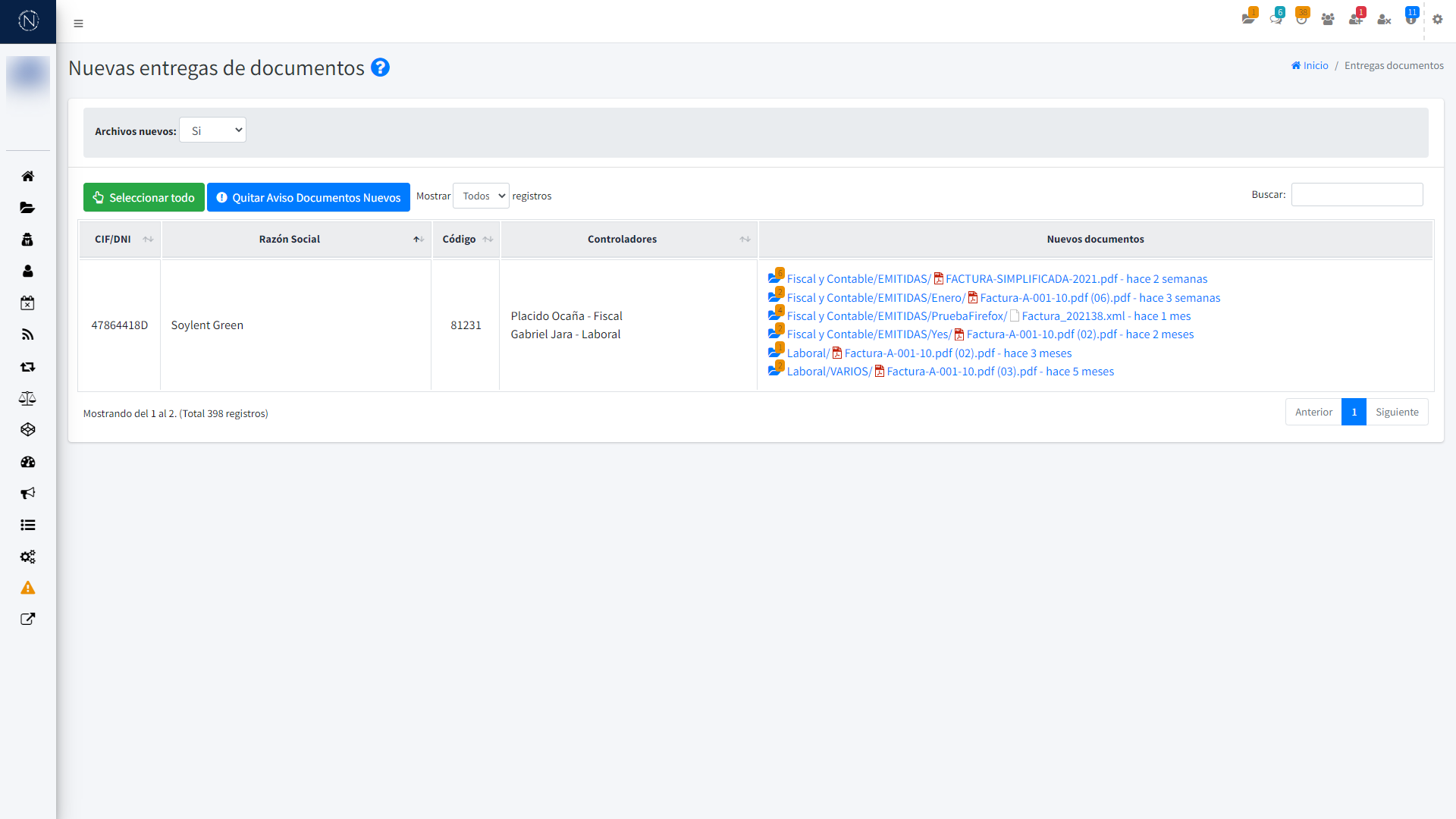 Pantalla - Nuevas entregas