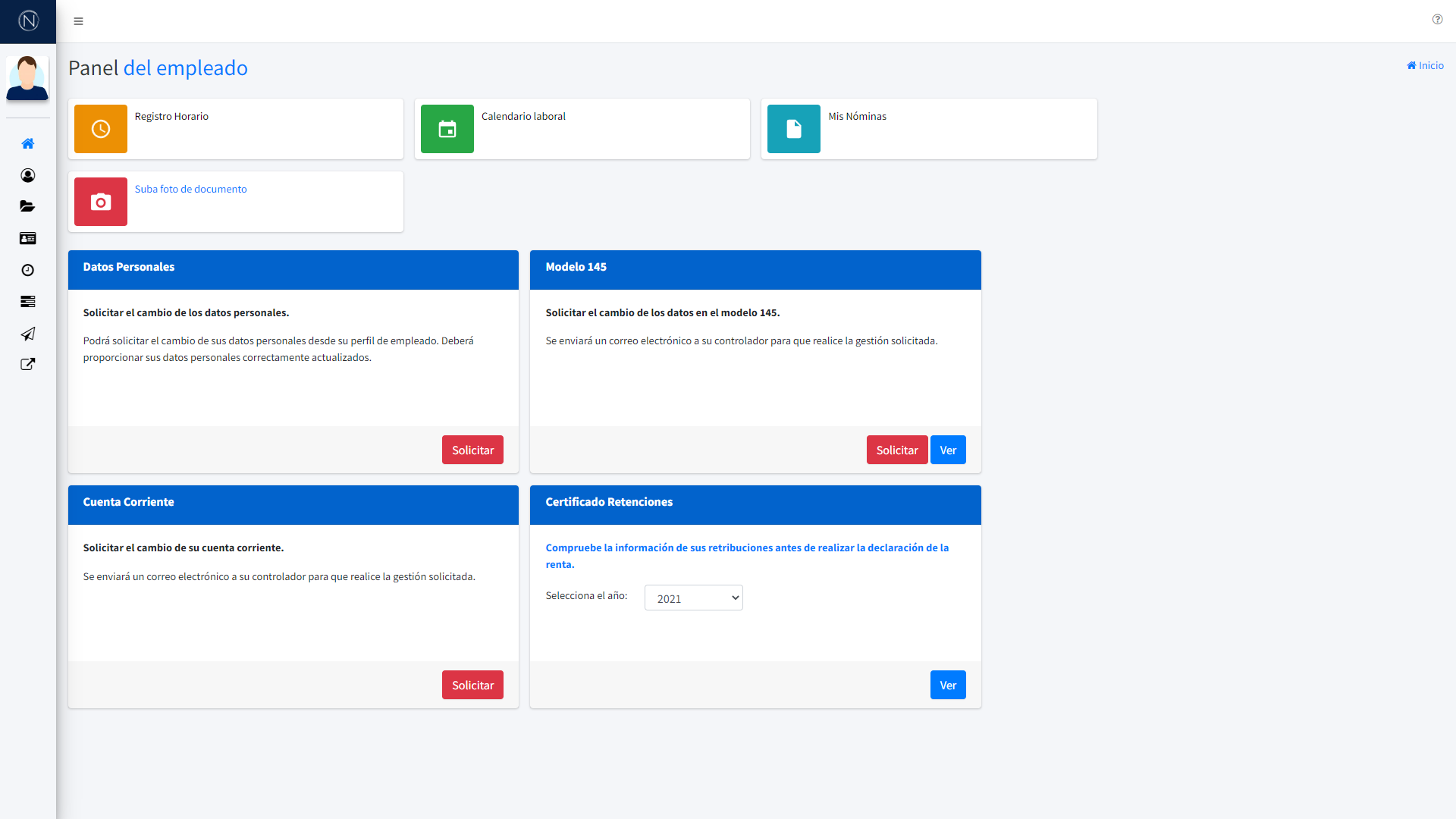 Pantalla - Portal del empleado