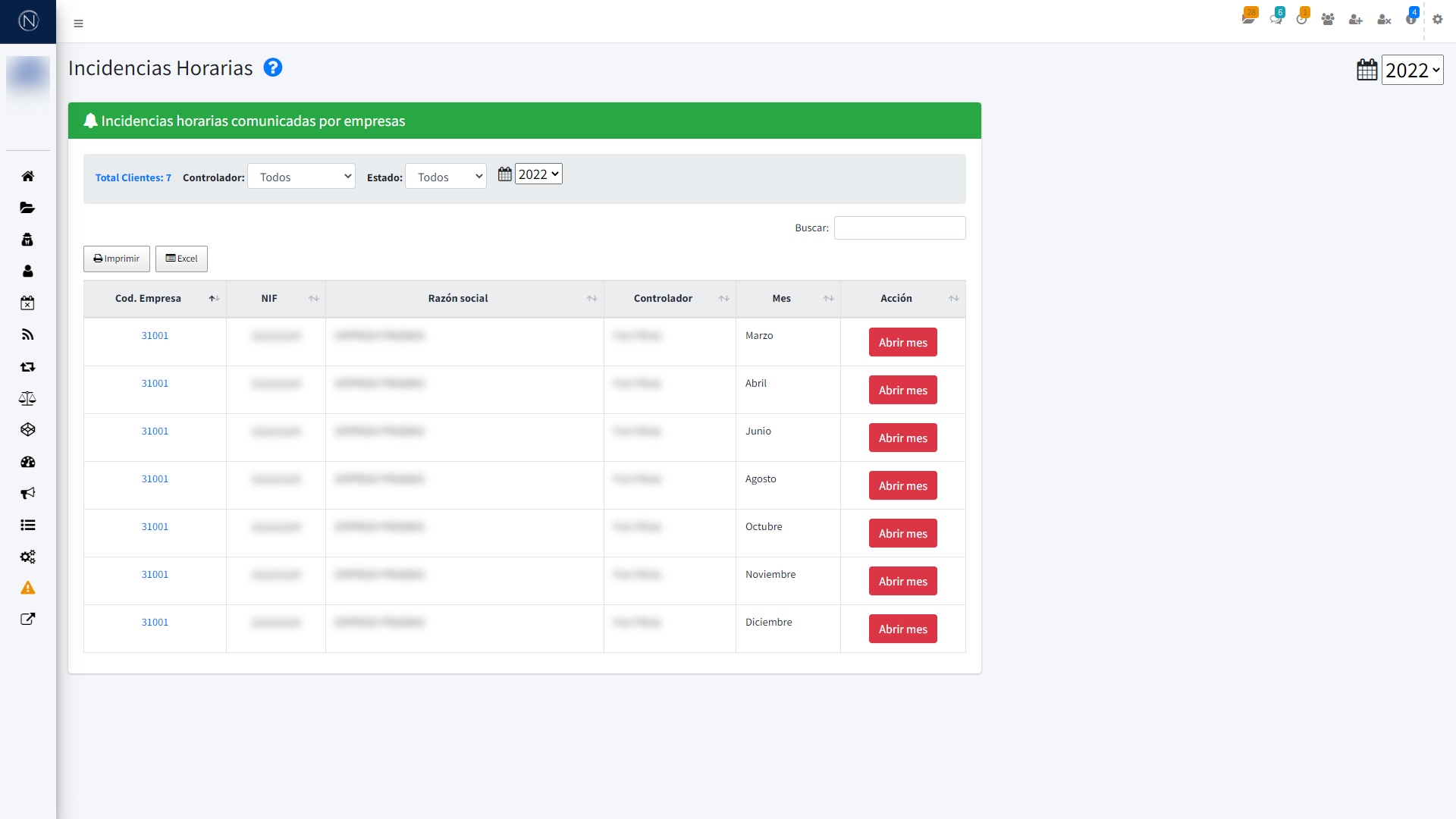Pantalla - Incidencias salariales