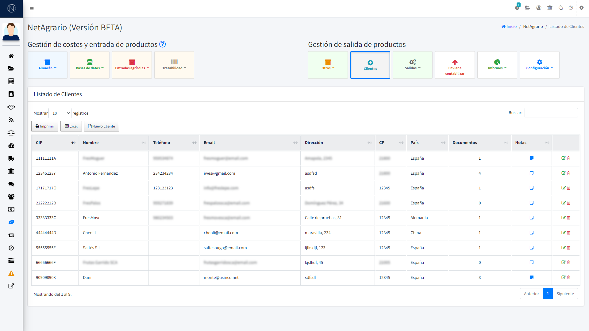 Pantalla - Listado clientes