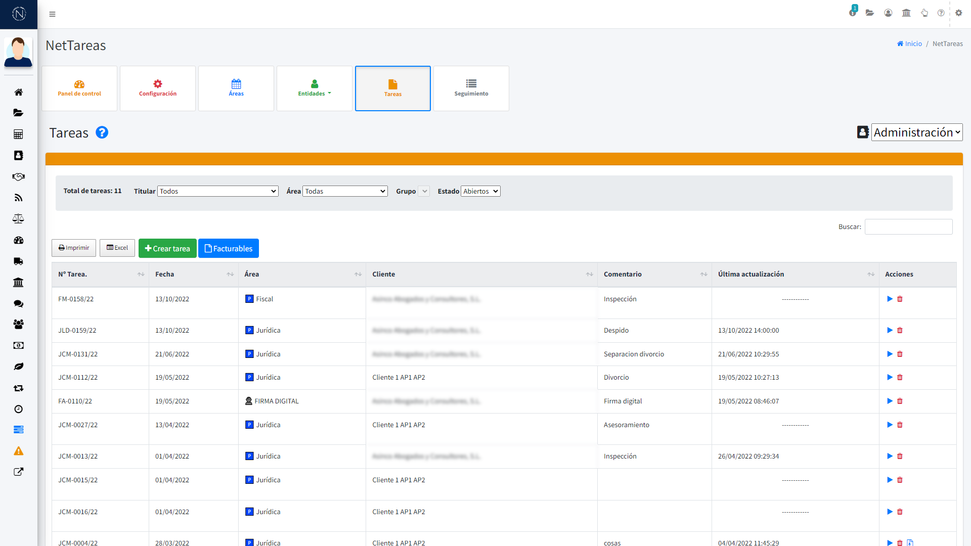 Pantalla - Listado de tareas