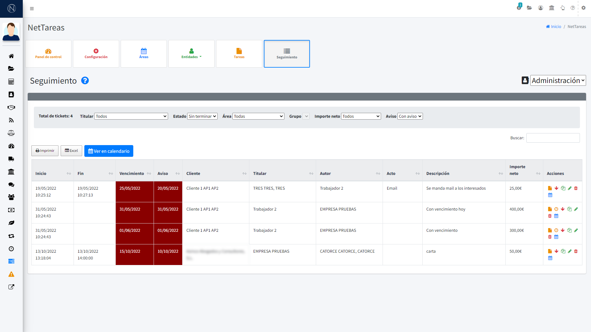 Pantalla - Seguimiento
